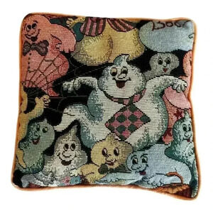 Vintage Tapestry Witch Ghost Decorative Halloween Rectangle Throw Pillow‎ - 8.5"